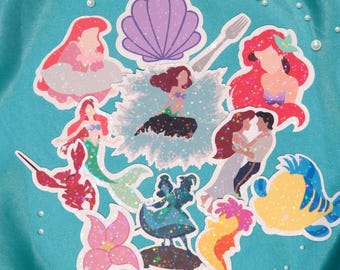 Stickers holographiques inspirés d'Ariel la petite sirène résistants à l'eau