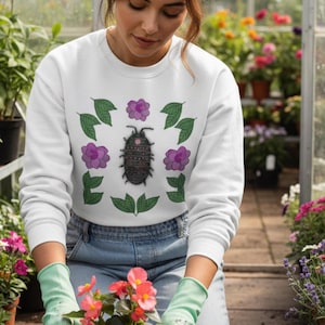 Botanical Roly Poly Bug Sweatshirt | Woodland Apothecary Floral Crewneck