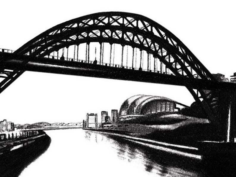 The Tyne Bridge Newcastle Pencil Drawing Tyne Bridge Art Etsy UK