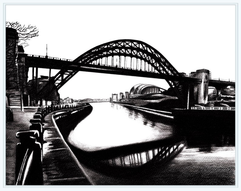 The Tyne Bridge Newcastle Pencil Drawing Tyne Bridge Art Etsy UK