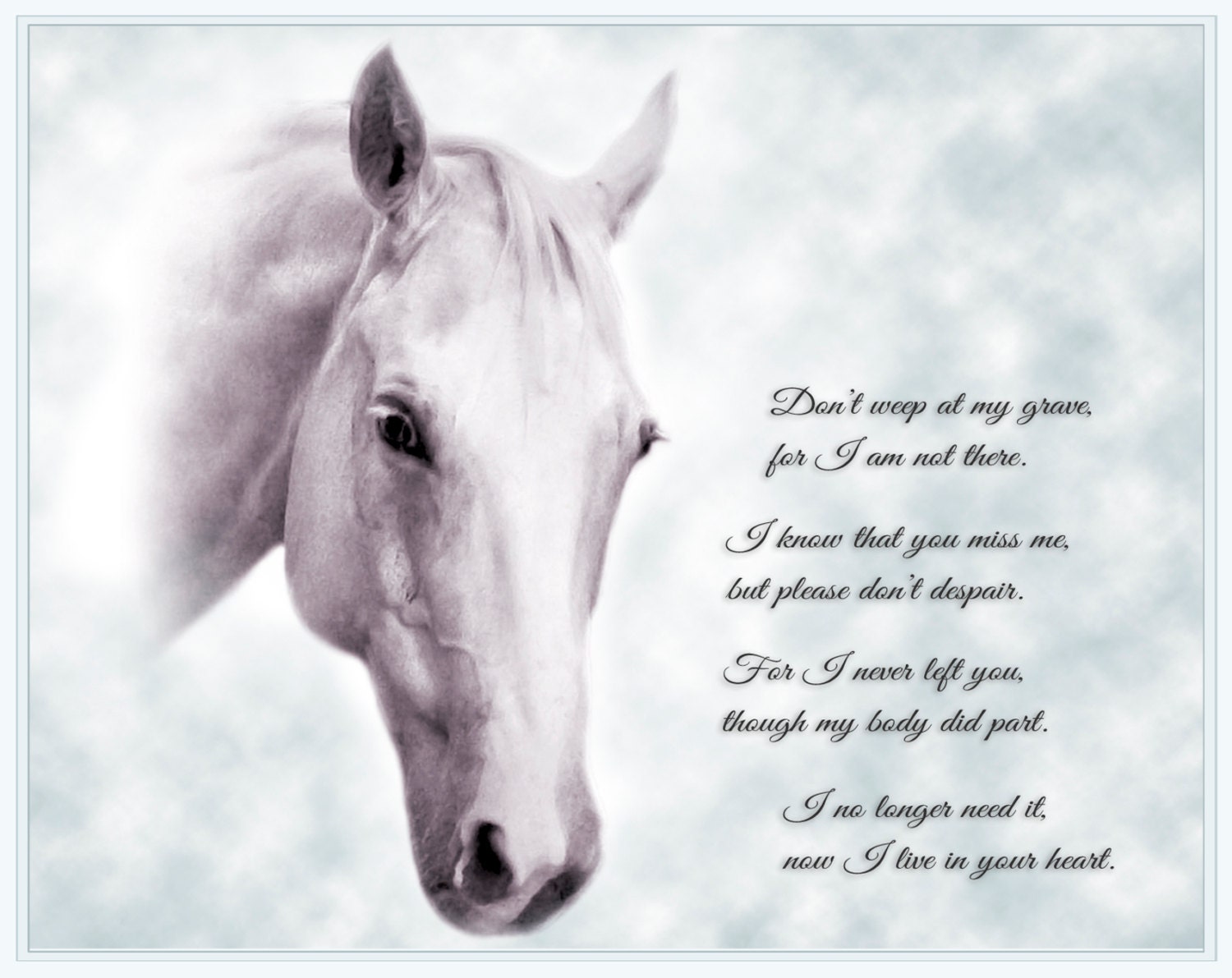 Custom Horse Memorial Portrait Personalised Loss of a Horse Etsy