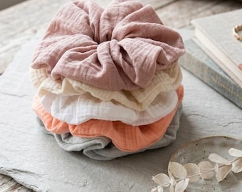 Natural Muslin Scrunchie, Double Gauze Hair Tie
