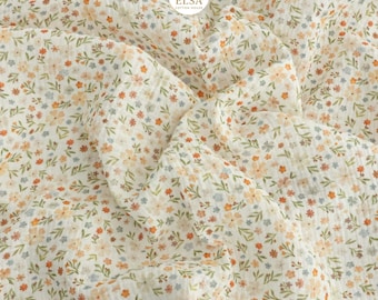 Floral Muslin Fabric - Soft Cotton Double Gauze, Baby Clothing - Vintage Floral