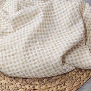 Gingham Cotton Muslin Fabric, Double Gauze, Baby Apparel Sewing