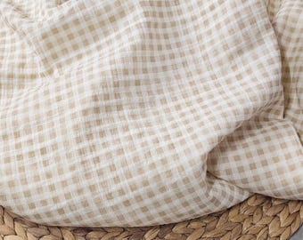 Gingham Cotton Muslin Fabric, Double Gauze, Baby Apparel Sewing