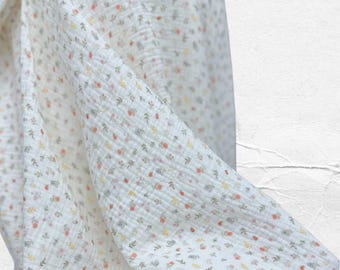 Floral Muslin Fabric - Soft Cotton Double Gauze, Baby Clothing - Pink Floral