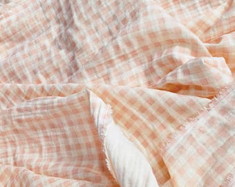 Gingham Muslin Fabric, Double-Sided Gauze
