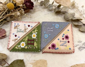 Personalized Embroidered Corner Bookmark with Initial, Custom Monogram Book Gift for Avid Readers