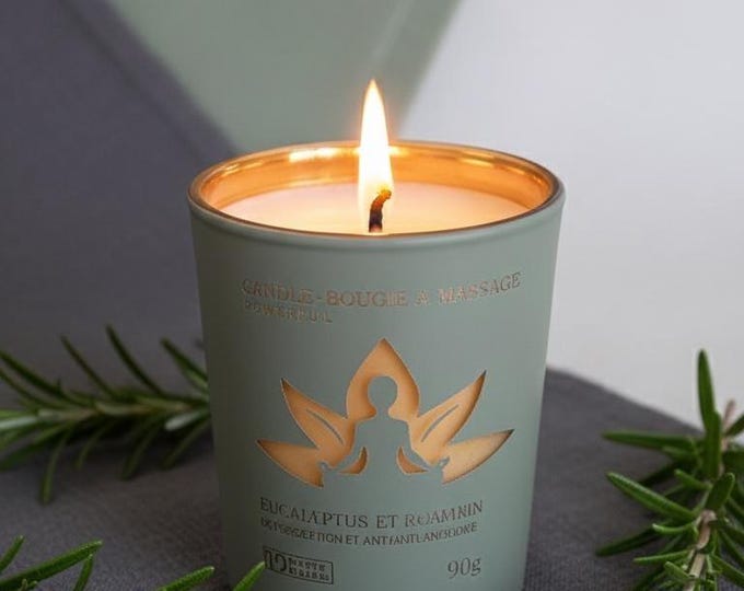 Soy candle, eucalyptus and citrus scent for professional spa massage, relaxing therapy, improves mood,respiratory and muscular benefits 90g