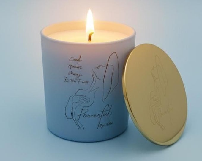 Soy candle, Exotic Fruits aroma for professional massage, sensual atmosphere, revitalizing, stimulating, improves skin oxygenation.