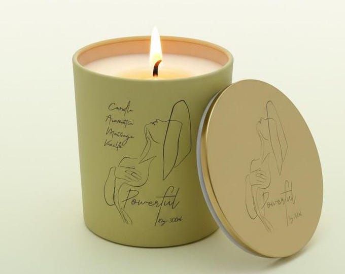 Soy candle, vanilla scent for professional massage, perfect combination of relaxation, sensuality, and skin care. Reduces stress and anxiety