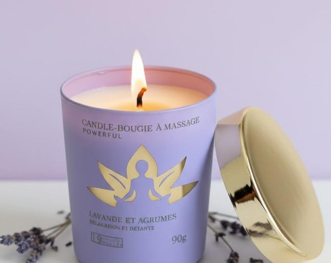 Soy candle, lavender aroma for professional massage, spa, passionate ambiance,mental relaxation, anti-inflammatory 90g.