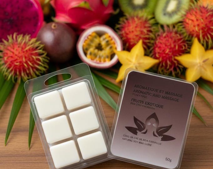 Natural soy wax cubes, exotic fruits, professional for spa massages, helps with overall well-being. 50g