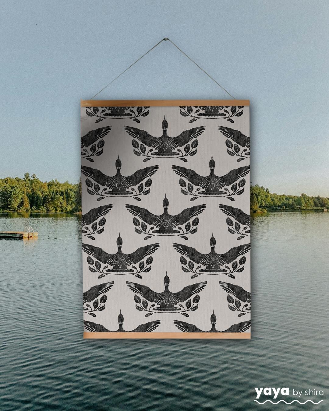 Loon Pattern Background Flying Loon Pattern Art Print - Wildlife Nature Giclée, Ontario ...