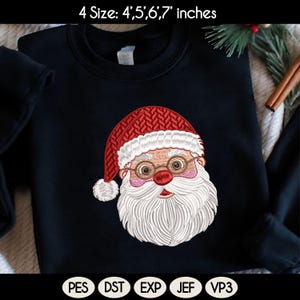 Borduurontwerp retro kerstman, vintage kerstborduurbestand, 4 maten, direct downloaden