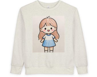 Cute Cartoon Girl Sweatshirt | Toddler Kids Graphic Crewneck
