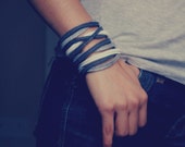 Skinny Wool Felt Bracelet Wristband Cuff ø Smoke ø LoftFullOfGoodies ø Stocking Stuffer ø Holiday Gift