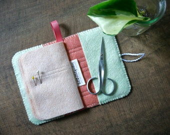 Wool Felt Needle Book Case Organizer Sewing Kit ø Minty ø LoftFullOfGoodies