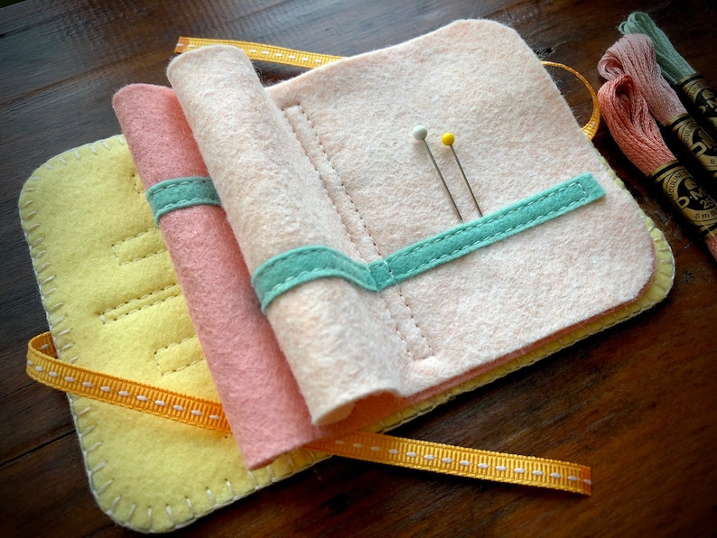 Wool Felt Needle Book Case Organizer Sewing Kit ø Candy Floss ø LoftFullOfGoodies image 2