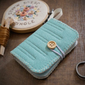 Wool Felt Needle Book Case Organizer Sewing Kit ø Baby Blue ø LoftFullOfGoodies