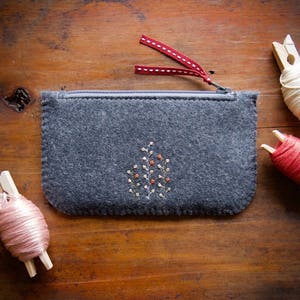 Wool Felt Coin Purse Wallet ø Small MakeUp Bag ø Autumn Garden ø LoftFullOfGoodies image 2