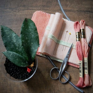 Wool Felt Needle Book Case Organizer Sewing Kit ø Mint Grapefruit ø LoftFullOfGoodies