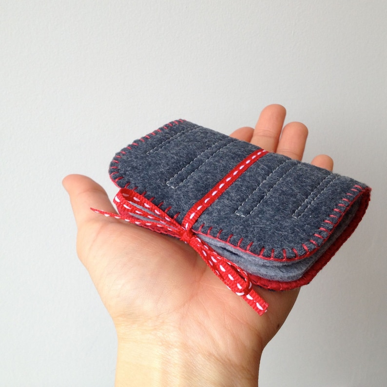 Wool Felt Needle Book Case Organizer Sewing Kit ø Graphite ø LoftFullOfGoodies image 2