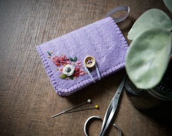 Wool Felt Needle Book Case Organizer Sewing Kit ø Florals ø LoftFullOfGoodies