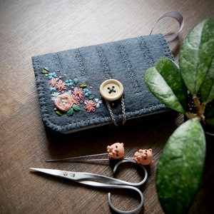 Wool Felt Needle Book Case Organizer Sewing Kit ø Florals ø LoftFullOfGoodies image 2