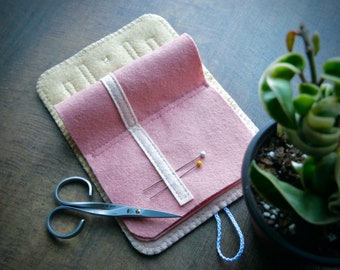 Wool Felt Needle Book Case Organizer Sewing Kit ø Strawberry Cheesecake ø LoftFullOfGoodies