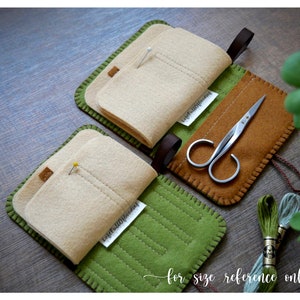 Wool Felt Needle Book Case Organizer Sewing Kit ø Deep Dark Wood ø LoftFullOfGoodies image 7