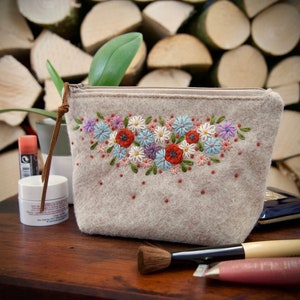 Wool Felt Pouch Purse Wallet ø MakeUp Bag ø Hand Embroidered ø Personalised Gift ø LoftFullOfGoodies image 9