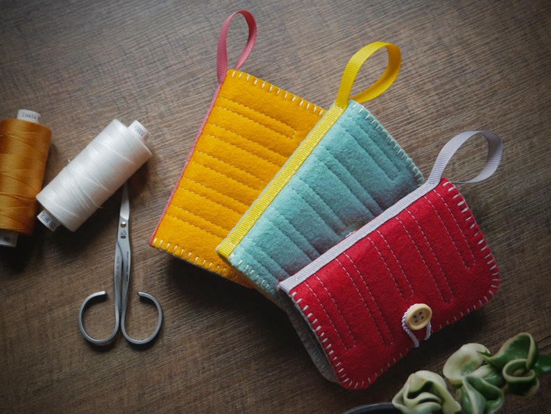 Wool Felt Needle Book Case Organizer Sewing Kit ø Candy Floss ø LoftFullOfGoodies image 4