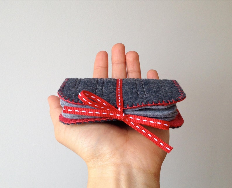 Wool Felt Needle Book Case Organizer Sewing Kit ø Graphite ø LoftFullOfGoodies image 1