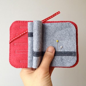 Wool Felt Needle Book Case Organizer Sewing Kit ø Graphite ø LoftFullOfGoodies image 3