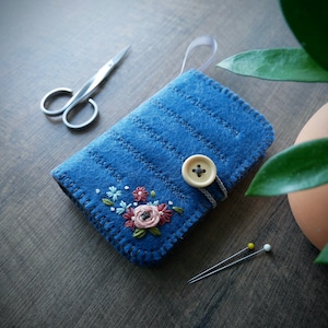 Wool Felt Needle Book Case Organizer Sewing Kit ø Florals ø LoftFullOfGoodies