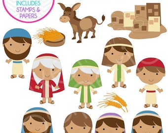 bible clipart christian religious clip art digital - Ruth and Naomi Digital Clipart Stamps Papers - RS002