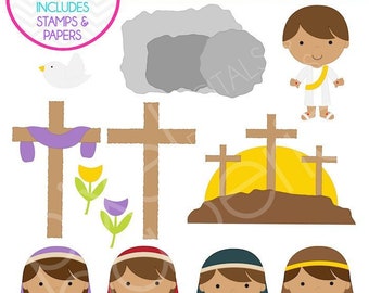 easter clipart christian clip art bible jesus sunday - The Easter Story Digital Clipart Stamps Papers - RS015