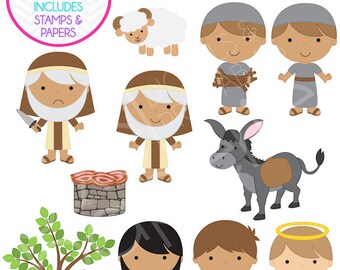 bible clipart christian religious digital clip art religion - Abraham and Isaac Digital Clipart Stamps Papers - RS004