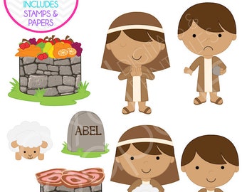 christian clipart bible religious digital clip art cain abel - Cain and Abel Digital Clipart Stamps Papers - RS010