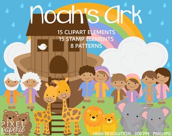 christian clip art bible clipart characters noah ark digital religious - Noah's Ark Clipart Stamps Seamless Patterns
