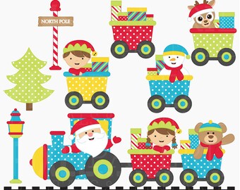 christmas clipart train clip art santa - Christmas Train Digital Clipart