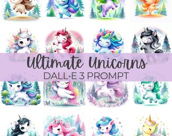 Ultimate Unicorns | DALL•E 3 Prompt | Pony, Ponies, Pegasus, Forest, Magical, Fantasy, Animals, Clipart, Illustrations, Kids, Guide