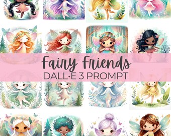 Fairy Friends | DALL•E 3 Prompt | Fairies, Forest, Magical, Fantasy, Pixie, Flowers, Butterfly, Clipart, Illustrations, Kids, Guide