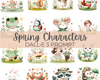 Spring Characters | DALL•E 3 Prompt | Butterfly, Ladybug, Hedgehog, Bird, Insects, Animals, Clipart, Illustrations, Kids, Guide