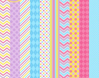 pool party papers digital papers chevron polka dots stripes diamonds polkadots - Pool Party Girls Digital Papers