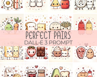 Perfect Pairs | DALL•E 3 Prompt | Food, Snacks, Valentine's Day, Clipart, Hand-drawn, Illustrations, Doodle, Kids, Guide