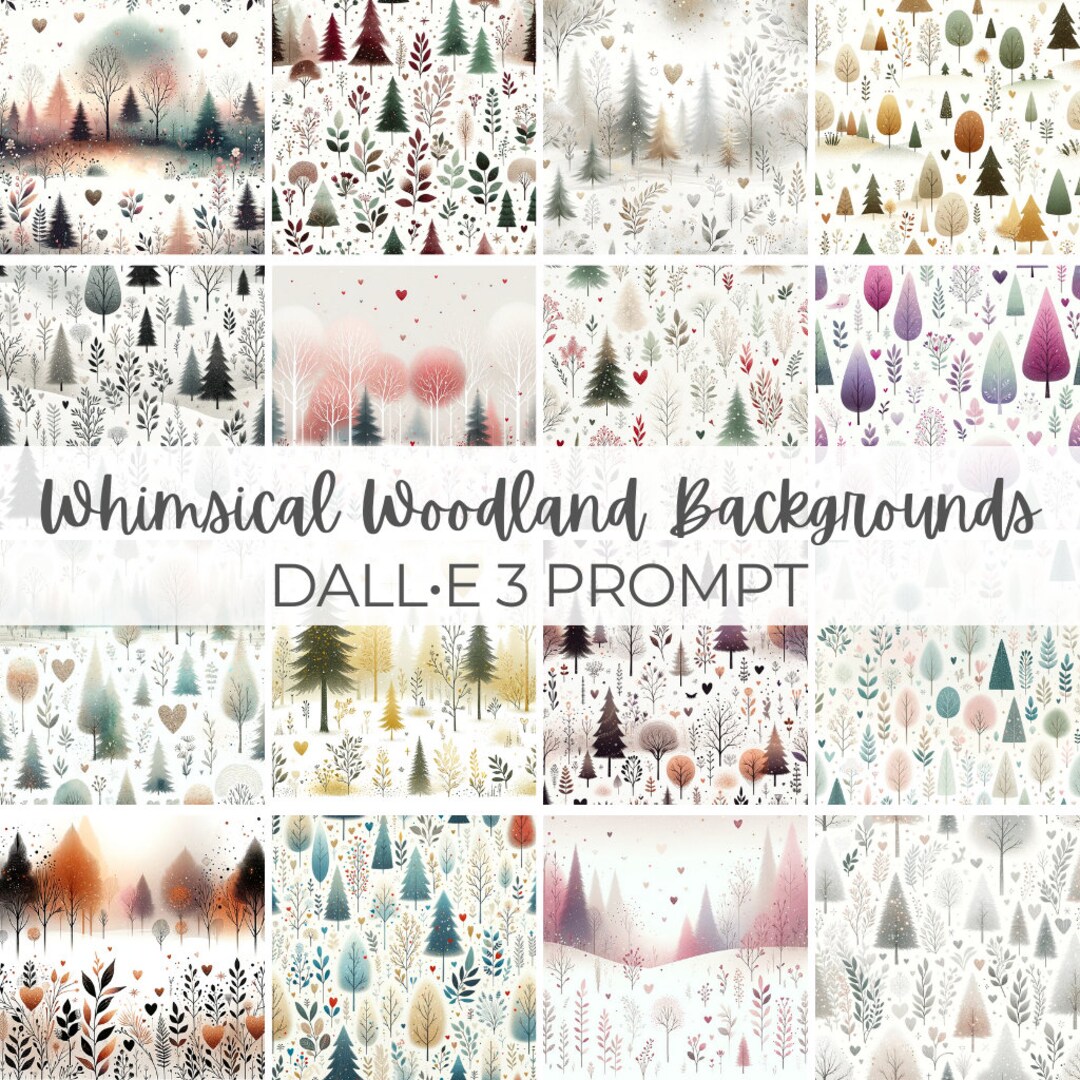 Whimsical Woodland Backgrounds DALLE 3 Prompt Pattern, Illustrations ...