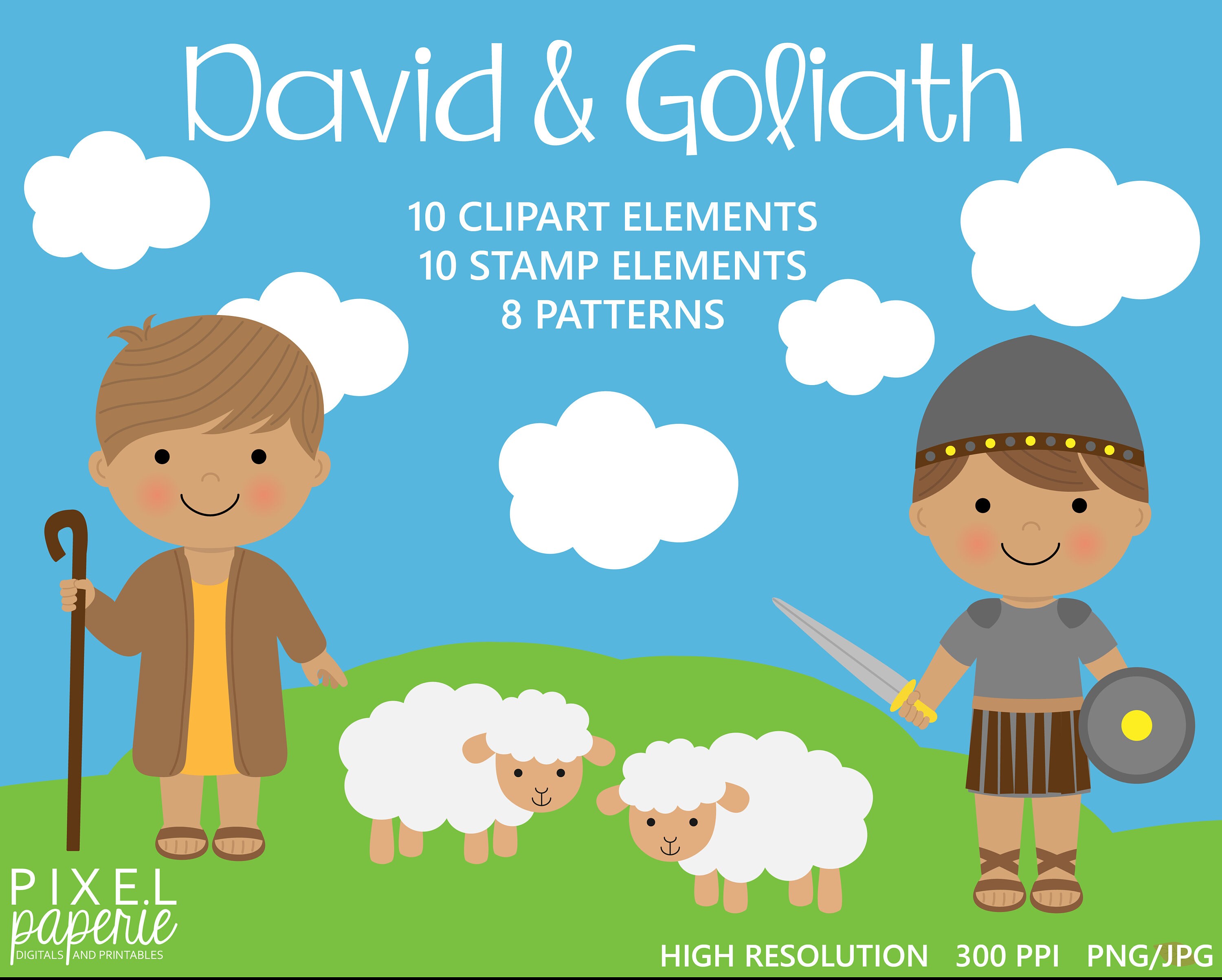 Christian Clipart Bible David Goliath Clip Art David and - Etsy Christian Clipart Bible David Goliath Clip Art David and - Etsy