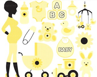 pregnancy pregnant baby clip art clipart digital - Chic Pregnancy Digital Clip Art (Yellow)